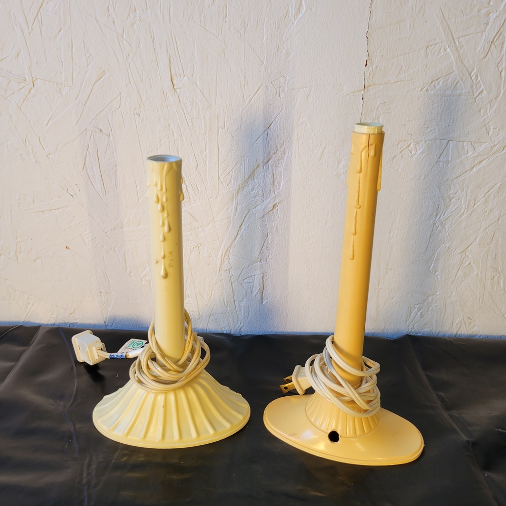 Pair of Vintage Electric Candelabra Lamps Holiday Window Candle Plastic